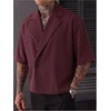 image:imageGORGLITTER Mens Striped Cropped Shirt Button Up Short Sleeve StreetwearBurgundy