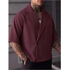 image:imageGORGLITTER Mens Striped Cropped Shirt Button Up Short Sleeve StreetwearBurgundy