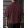 image:imageGORGLITTER Mens Striped Cropped Shirt Button Up Short Sleeve StreetwearBurgundy