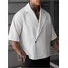 image:imageGORGLITTER Mens Striped Cropped Shirt Button Up Short Sleeve StreetwearWhite