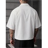image:imageGORGLITTER Mens Striped Cropped Shirt Button Up Short Sleeve StreetwearWhite