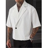 image:imageGORGLITTER Mens Striped Cropped Shirt Button Up Short Sleeve StreetwearWhite