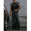image:imageGORGLITTER Mens Y2k Cropped Tank Top Sleeveless Boxy Crop Tee StreetwearBlack Colorblock