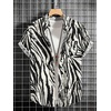 image:imageGORGLITTER Mens Zebra Print Shirt Y2k Button Up Animal Leopard Print TopsBlack