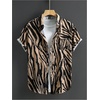 image:imageGORGLITTER Mens Zebra Print Shirt Y2k Button Up Animal Leopard Print TopsLeopard Brown