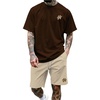 image:imageGORGLITTER Mens 2 Piece Outfits Embroidery Graphic T Shirt and Shorts SetsBrown and Khaki