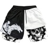 image:imageGORGLITTER Mens Anime Gym 2 in 1 Graphic Workout Basketball Running ShortsBlack and White Graphic