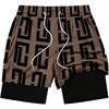 image:imageGORGLITTER Mens Anime Gym 2 in 1 Graphic Workout Basketball Running ShortsBrown