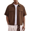 image:imageGORGLITTER Mens Boxy Cropped Shirt Button Up Collared Y2K Cool StreetwearKhaki