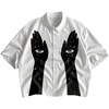 image:imageGORGLITTER Mens Boxy Cropped Shirts Button Up Y2K Graphic Baggy StreetwearBlack and White