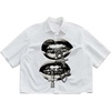 image:imageGORGLITTER Mens Boxy Cropped Shirts Button Up Y2K Graphic Baggy StreetwearWhite