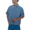 image:imageGORGLITTER Mens Cropped Shirt Button Up Plaid Boxy Short Sleeve Crop TopWhite and Blue