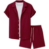 image:imageGORGLITTER Mens Cruise Vacation Outfits 2 Piece Causal Summer Shorts SetsBurgundy