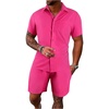 image:imageGORGLITTER Mens Cruise Vacation Outfits 2 Piece Causal Summer Shorts SetsSolid Pink