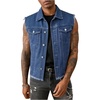 image:imageGORGLITTER Mens Denim Vest Button Down Sleeveless Punk Jean JacketsBlue