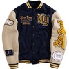 image:imageGORGLITTER Mens Graphic Varsity Jacket Letterman Baseball Bomber JacketsApricot and Dark Blue
