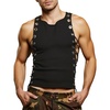 image:imageGORGLITTER Mens Grommet Cropped T Shirt Y2K Sleeveless Party Club Rave TopBlack