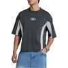 image:imageGORGLITTER Mens Oversized Graphic Tees Short Sleeve Streetwear Shirts Crewneck Casual Loose TShirt TopDark Grey and White