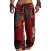 image:imageGORGLITTER Mens Patchwork Print Hippie Pants Baggy Comfy Colorful PantsRed and Blue