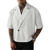 image:imageGORGLITTER Mens Striped Cropped Shirt Button Up Short Sleeve StreetwearWhite