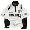 image:imageGORGLITTER Mens Y2K Graphic Tee Quarter Zip Color Block Short Sleeve Rave Boxy Collared Golf T Shirt StreetwearBlack and White Letter