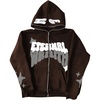 image:imageGORGLITTER Mens Y2K Hoodies Zip Up Graphic Jacket Hooded SweatshirtsCoffee Brown