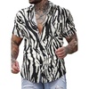 image:imageGORGLITTER Mens Zebra Print Shirt Y2k Button Up Animal Leopard Print TopsBlack