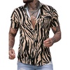 image:imageGORGLITTER Mens Zebra Print Shirt Y2k Button Up Animal Leopard Print TopsLeopard Brown