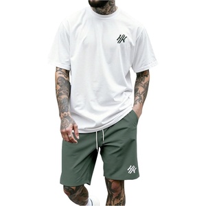image:imageGORGLITTER Mens 2 Piece Outfits Embroidery Graphic T Shirt and Shorts SetsWhite and Green