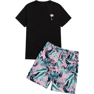 image:imageGORGLITTER Mens 2 Piece Short Set Hawaiian Cruise Beach Vacation OutfitsBlack