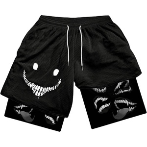 image:imageGORGLITTER Mens 2 in 1 Anime Graphic Gym Shorts Basketball Workout ShortsBlack