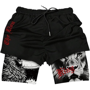 image:imageGORGLITTER Mens 2 in 1 Anime Graphic Gym Shorts Basketball Workout ShortsBlack Tiger