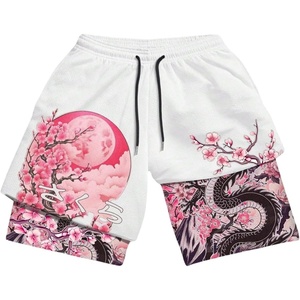 image:imageGORGLITTER Mens 2 in 1 Anime Graphic Gym Shorts Basketball Workout ShortsMulticolor White and Pink