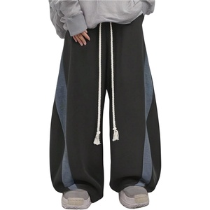 image:imageGORGLITTER Mens Barrel Sweatpants Uncuffed Baggy Y2k Wide Leg Sweat PantsBlack