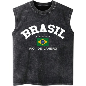 image:imageGORGLITTER Mens Brazil Shirt Graphic Tees Crop Top Sleeveless Summer TanksBlack