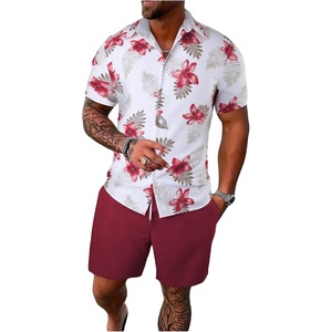 image:imageGORGLITTER Mens Cruise Summer Beach 2 Piece Outfits Matching Shorts SetBurgundy