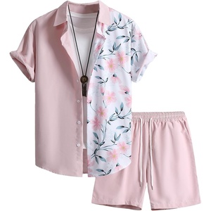 image:imageGORGLITTER Mens Cruise Summer Beach 2 Piece Outfits Matching Shorts SetPink