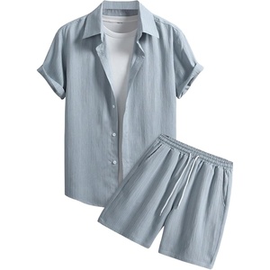 image:imageGORGLITTER Mens Cruise Vacation Outfits 2 Piece Causal Summer Shorts SetsGrey
