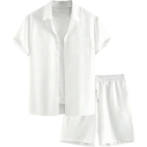 image:imageGORGLITTER Mens Cruise Vacation Outfits 2 Piece Causal Summer Shorts SetsPure White