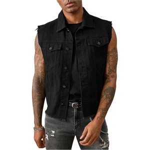 image:imageGORGLITTER Mens Denim Vest Button Down Sleeveless Punk Jean JacketsBlack