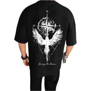 image:imageGORGLITTER Mens Drop Shoulder TShirts Graphic Printed Tees Streetwear TopBlack Compass  Eagle