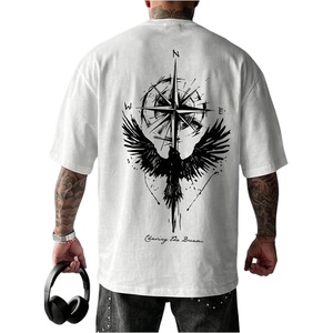 image:imageGORGLITTER Mens Drop Shoulder TShirts Graphic Printed Tees Streetwear TopWhite Compass  Eagle