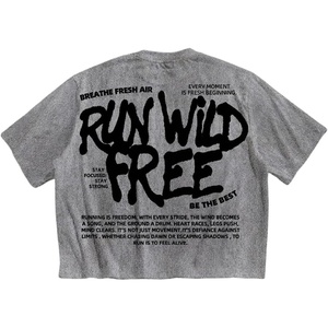 image:imageGORGLITTER Mens Graphic Cropped T Shirt Oversized Y2K Boxy StreetwearGrey Graphic