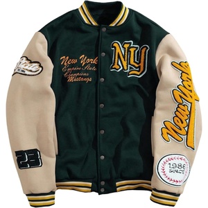 image:imageGORGLITTER Mens Graphic Varsity Jacket Letterman Baseball Bomber JacketsDark Green and Apricot