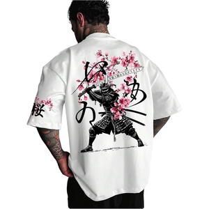 image:imageGORGLITTER Mens Japanese Graphic Tshirts Oversized Drop Shoulder T ShirtWhite Sakura  Samurai