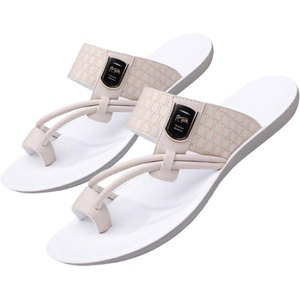 image:imageGORGLITTER Mens Leather Sandals Slides Beach Round Flip Flops SlippersBeige