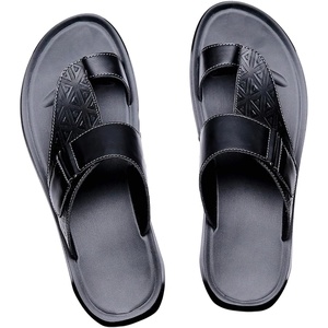 image:imageGORGLITTER Mens Leather Sandals Slides Beach Round Flip Flops SlippersBlack