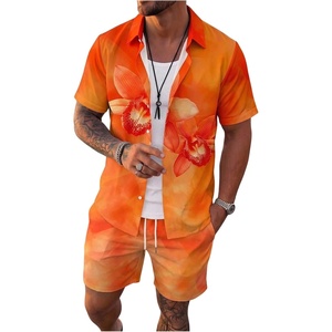 image:imageGORGLITTER Mens Matching Summer Cruise Sets Floral Vacation Beach OutfitsOrange