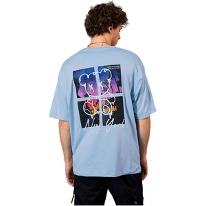 image:imageGORGLITTER Mens Oversized Graphic T Shirts Short Sleeve Drop Shoulder TeeLight Blue Bear and Slogan