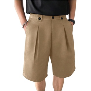 image:imageGORGLITTER Mens Pleated Shorts Wide Leg Business Casual Dress ShortsKhaki